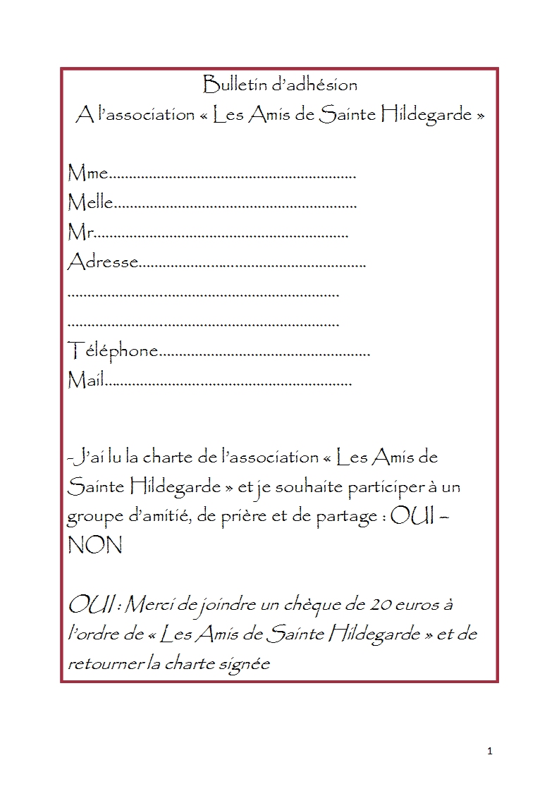 Bulletin d adhe sion a l association 1